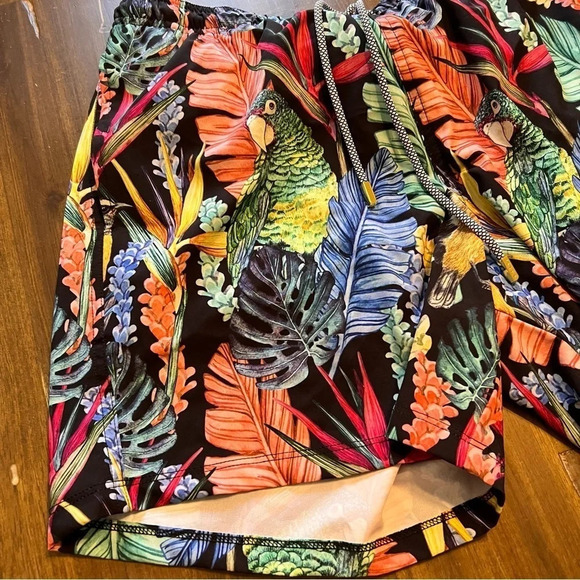 Palma Swim Puerto Rico Swim Trunk Volar Parrot Tropical Forrest M Shorts lined - Picture 9 of 11